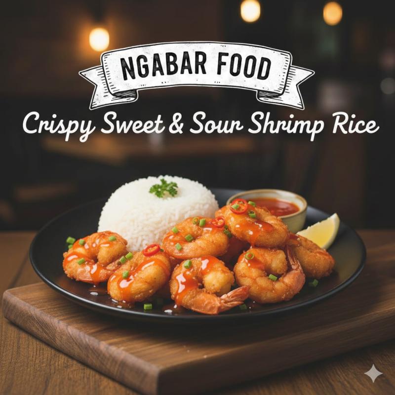 Nasi Udang Crispy Saos Asam Manis