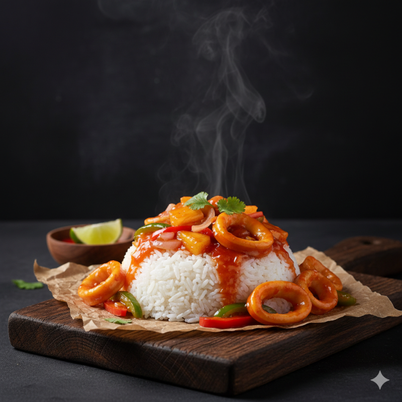 Nasi Cumi Asam Manis